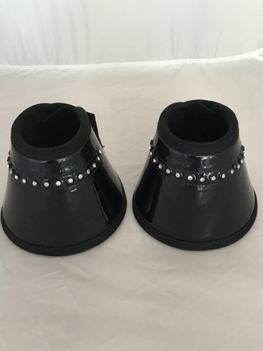 Pinnacle Black Patent Bell Boots with Crystal