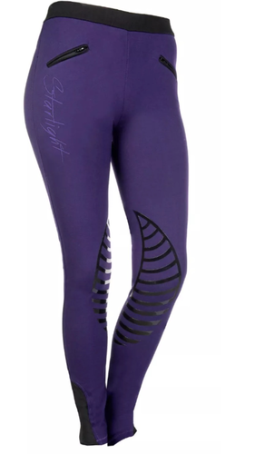 HKM Starlight Riding Leggings with Silicone Knee - Lilac/Black