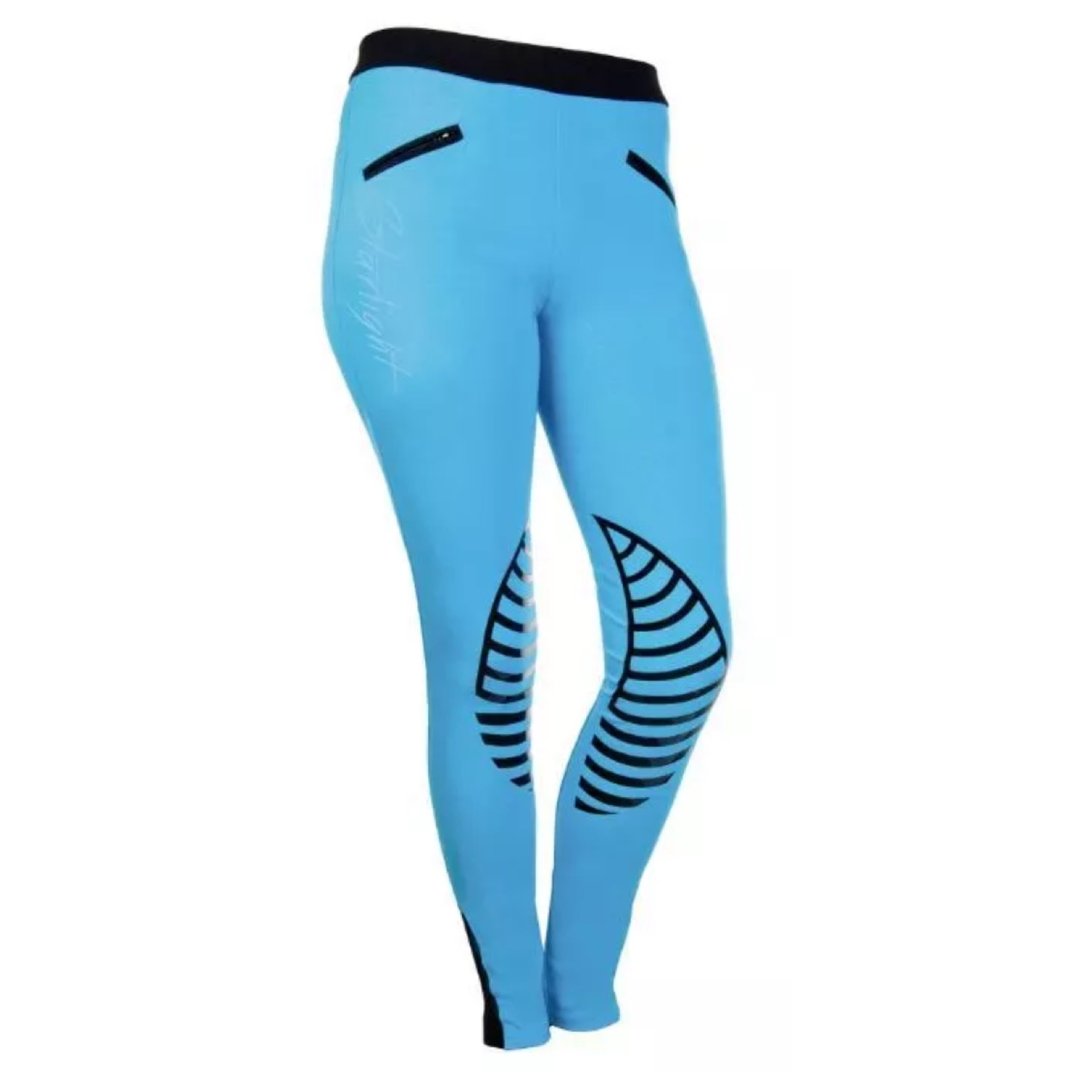 HKM Starlight Riding Leggings with Silicone Knee - Turquoise/Black