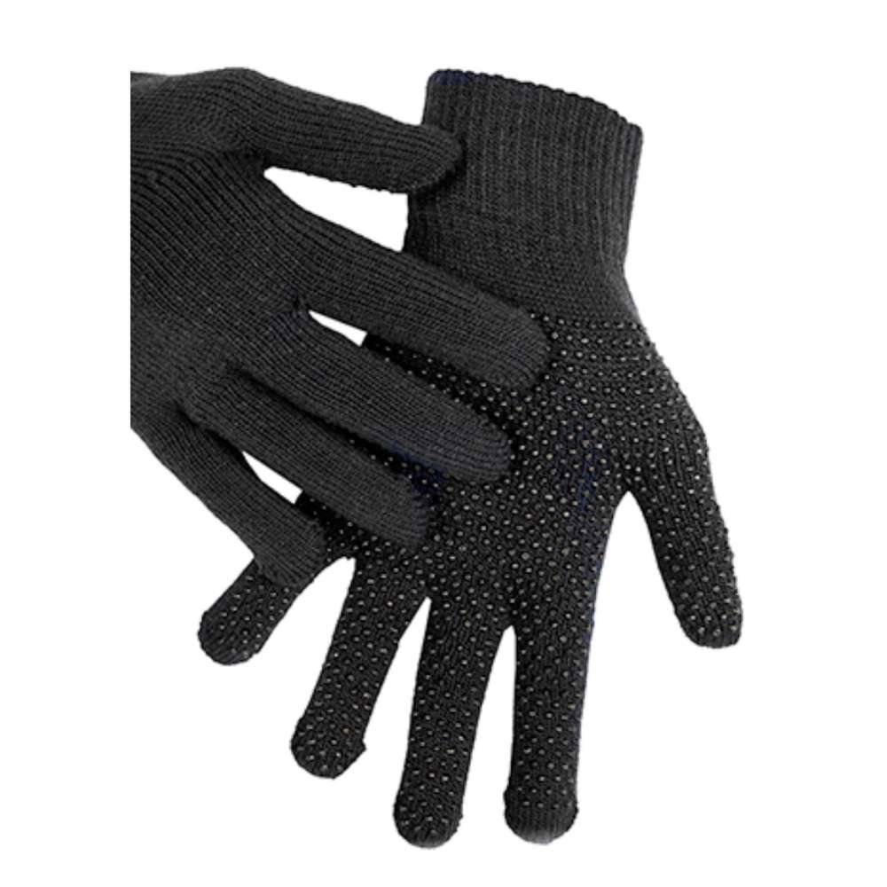 Black One Size HKM Magic Knitted Riding Gloves With Grip 