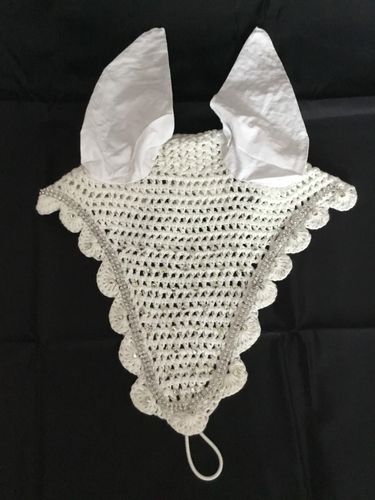 Pinnacle Long Tie Down Veil - White with Crystals
