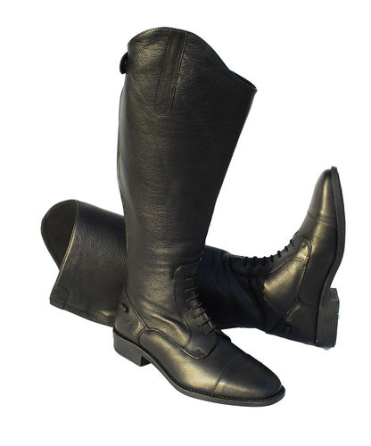 Rhinegold Elite Luxus Extra Wide Leather Laced Riding Boot - Black