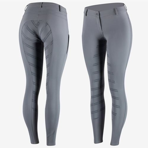 Horze Ada Women's Silicone Full Seat Breeches with Phone Pocket - Grey