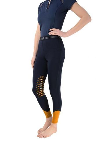 Hy Performance Energise Tights with Internal Pocket for Phone - Navy/Orange