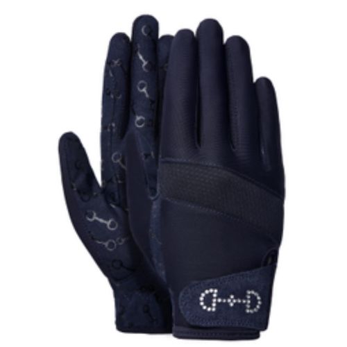 Horze Arielle Summer Gloves - Silicone Palm - Navy - Medium