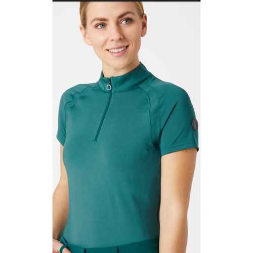 Horze Mia Short Sleeve Trainng Shirt with Mesh Panels - Green